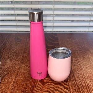 S'ip by S'well Pink Stainless Bottle with Swig Light Pink Tumbler